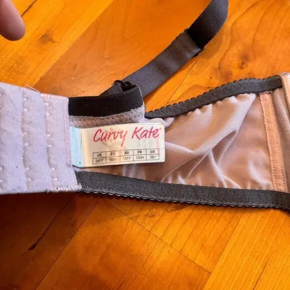 38H curvy Kate pin-up bra balcony underwire grey gray mesh sheer sexy like new - Picture 5 of 8